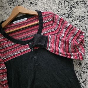 Woolrich Fair Isle Lightweight Sweater Womens Size S Cotton Acrylic Red Gray